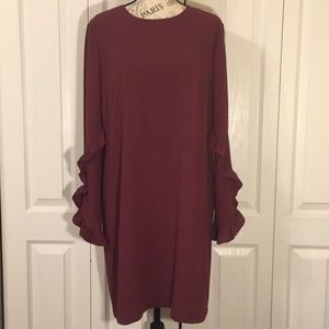 Charles Henry maroon long sleeve dress SzM
